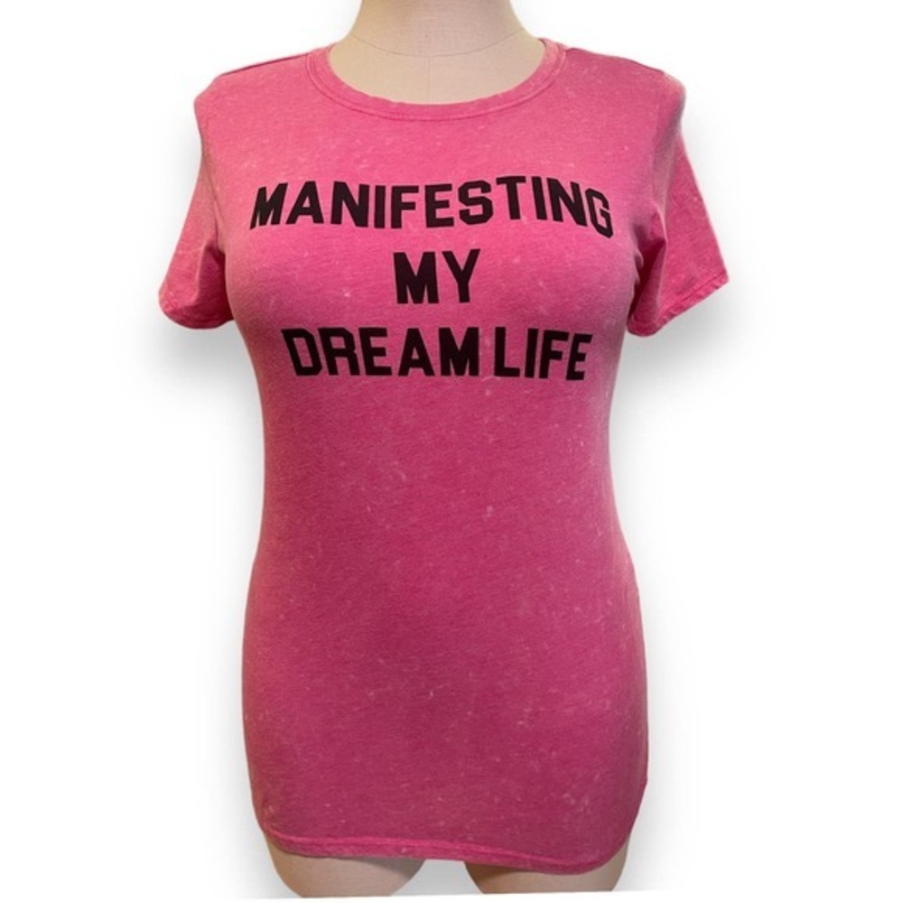 Torrid 0 (0X) Pink Mineral Wash Manifesting My Dream Life Graphic T Shirt New